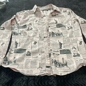 Gently worn Pink and black button down shirt.